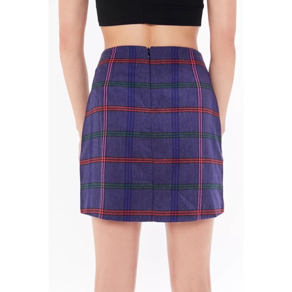 Lazy Oaf Purple Plaid Mini Skirt w/ Heart Buckles UK: 6 USA:2 - Picture 4 of 15
